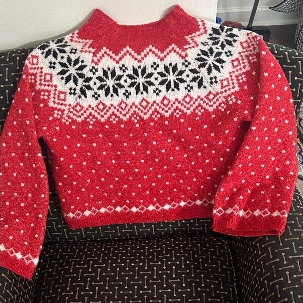 No Boundaries Red and White Patterned Sweater